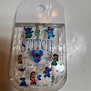 Handmade hand sanitizer spray bottle featuring lilo and Stitch
